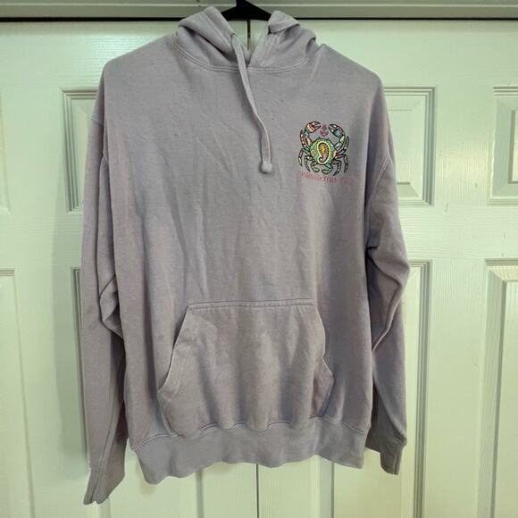 US Vintage Graphic Crab Hoodie Wrightsville NC Light Purple - Picture 3 of 9